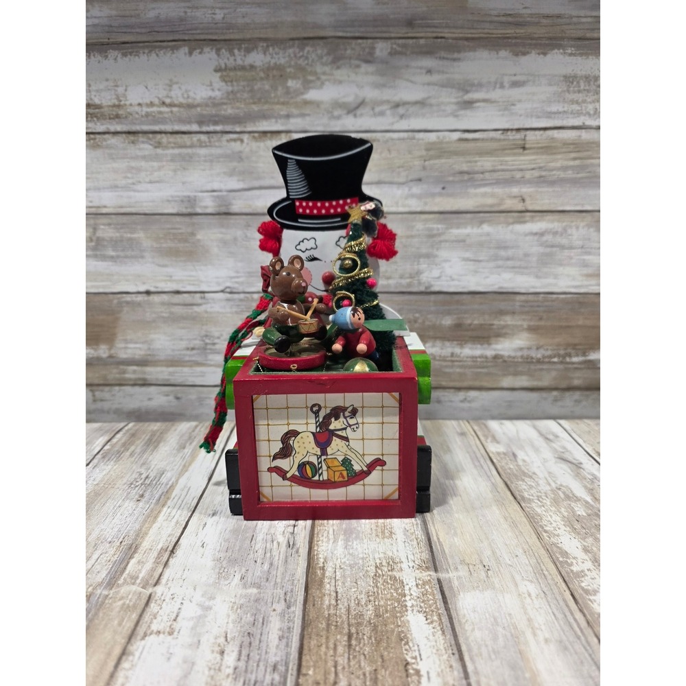 Vintage Wooden‎ Snowman Musical Box Christmas Toys Rocking Horse Bear Taiwan